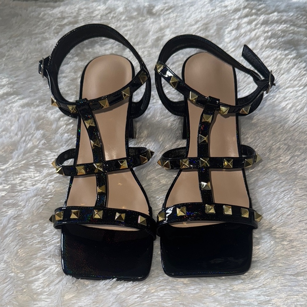 Black Studded “Valentino like” Women's Sandals